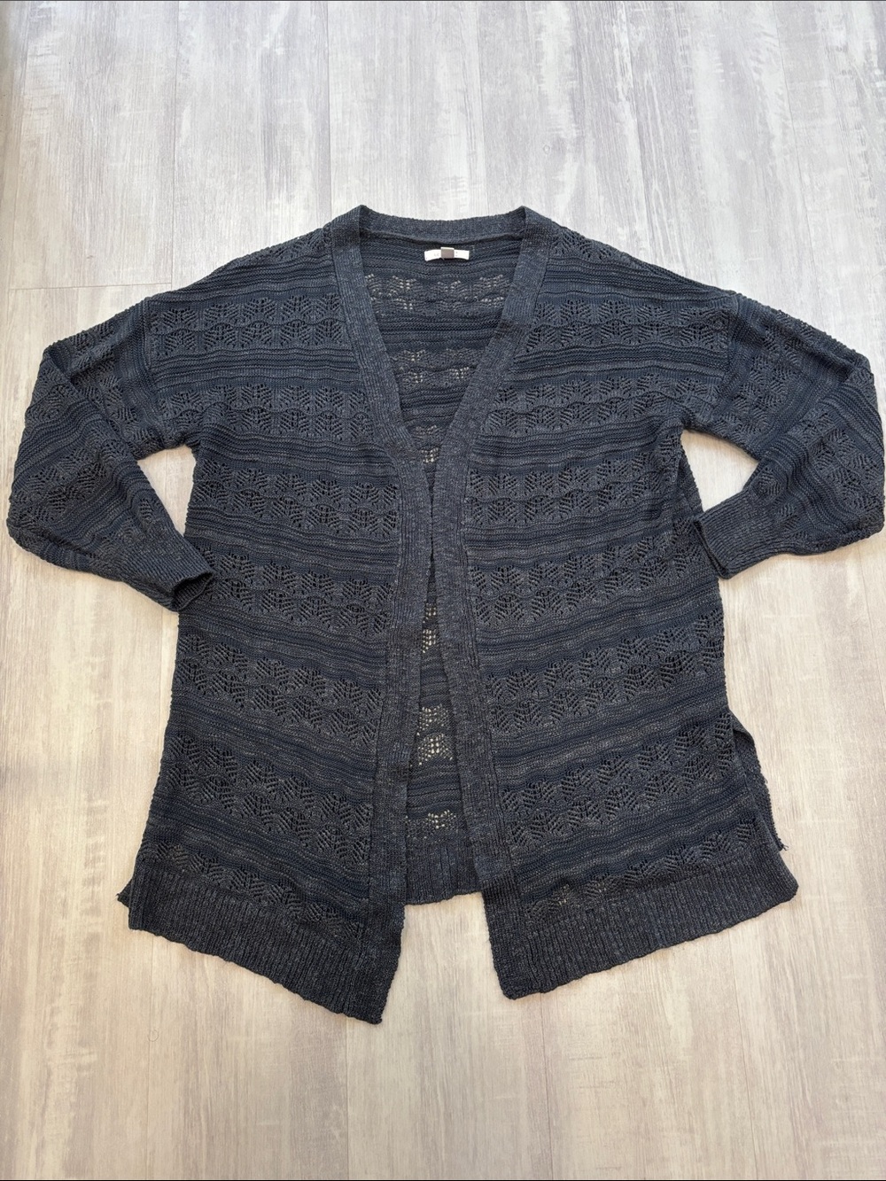LC Lauren Conrad Navy Open-Front Knit Cardigan Large